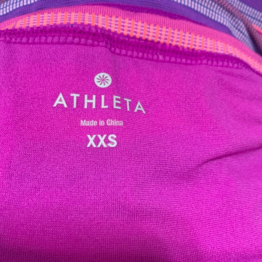 Womens Athleta Vibrant Pink Purple Striped Sporty Shorts Lined Tie Front XXS - Picture 3 of 4
